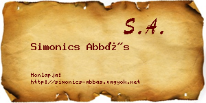 Simonics Abbás névjegykártya